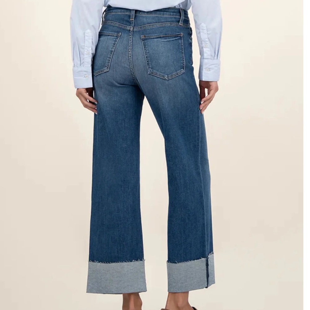 Kut Classic Blue Wide-Leg Jeans Size 16 High Rise Denim Sienna Cuff Plus Jeans